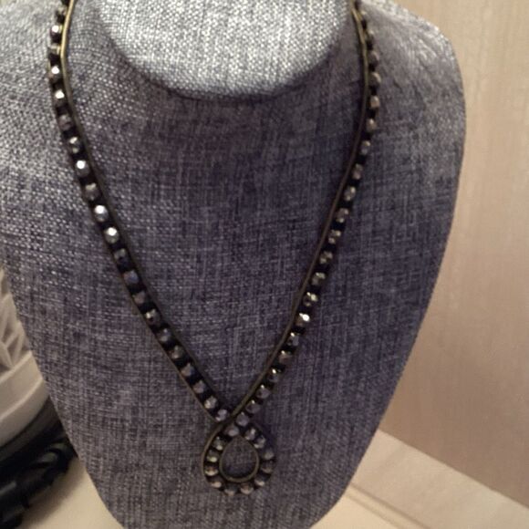 LOGO Brand Goldtone AB Crystals Woven Necklace with Extension - Picture 7 of 7